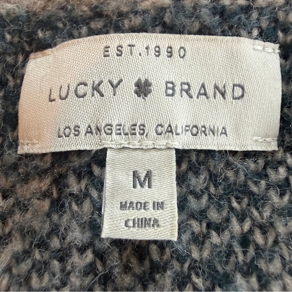Lucky Brand Knit Sweater in Green and Cream Sz M - Picture 3 of 6